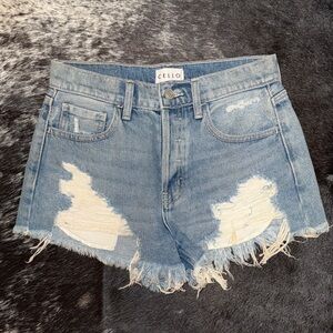 Cello Women's Frayed Blue Jean Shorts